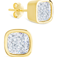 Sterling Silver Cushion Cut Bezel Set Stud Earrings