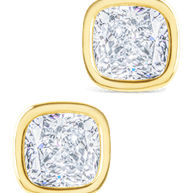 Sterling Silver Cushion Cut Bezel Set Stud Earrings