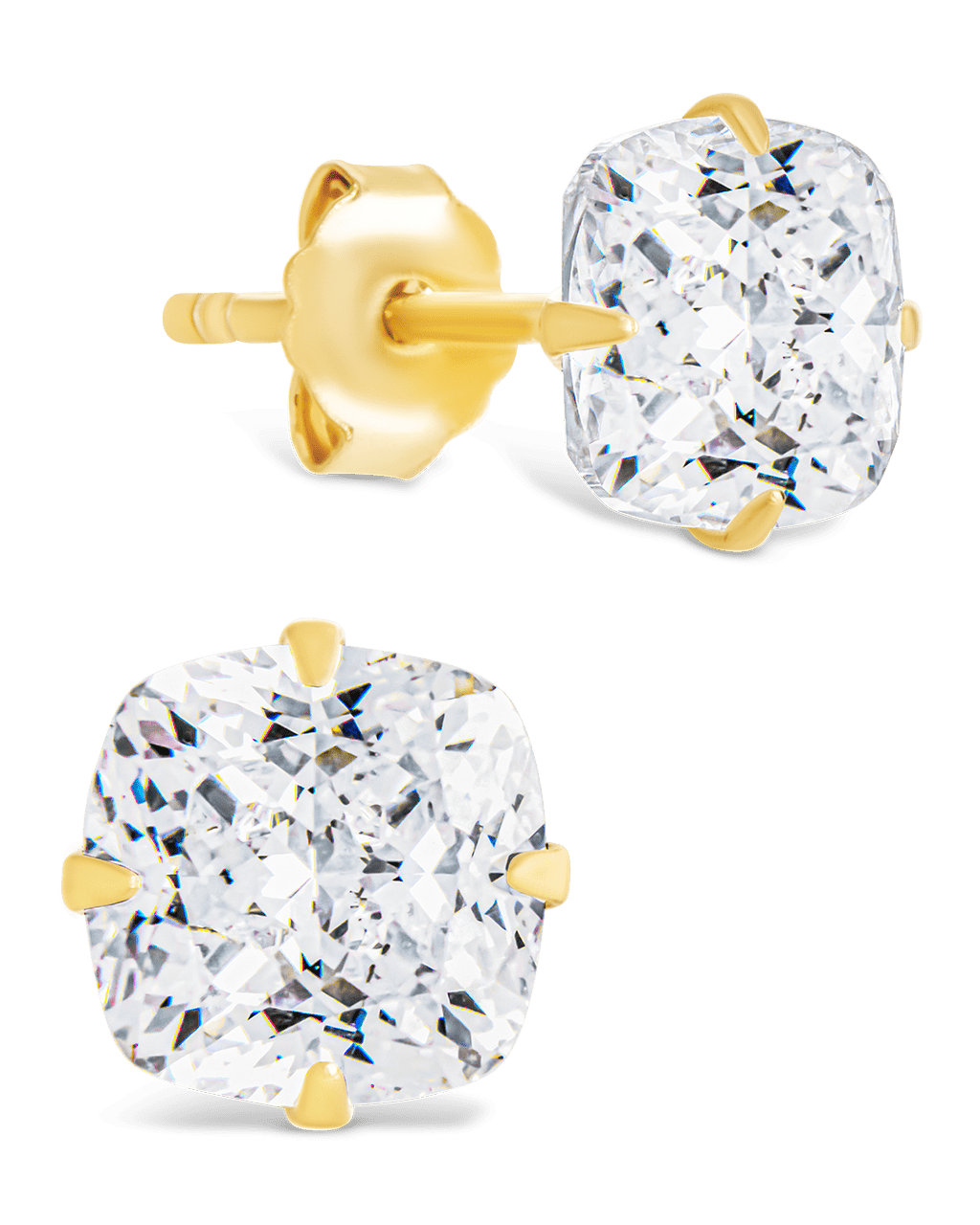 Sterling Silver Cushion Cut Prong Set Stud Earrings
