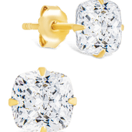 Sterling Silver Cushion Cut Prong Set Stud Earrings