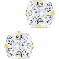 Sterling Silver Cushion Cut Prong Set Stud Earrings