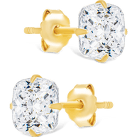 Sterling Silver Cushion Cut Prong Set Stud Earrings