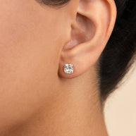 Sterling Silver Cushion Cut Prong Set Stud Earrings