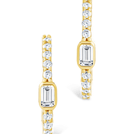 Sterling Silver Emerald Cut Bezel Set Huggie Hoop Earrings
