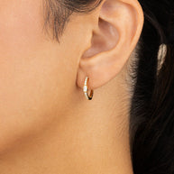 Sterling Silver Emerald Cut Bezel Set Huggie Hoop Earrings