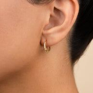 Sterling Silver Emerald Cut Bezel Set Huggie Hoop Earrings