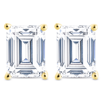 Sterling Silver Emerald Cut Prong Set Stud Earrings