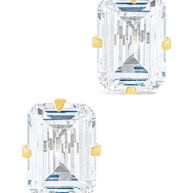 Sterling Silver Emerald Cut Prong Set Stud Earrings