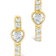 Sterling Silver Heart Cut Bezel Set Huggie Hoop Earrings