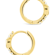 Sterling Silver Heart Cut Bezel Set Huggie Hoop Earrings