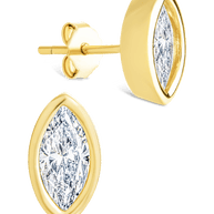 Sterling Silver Marquise Cut Bezel Set Stud Earrings