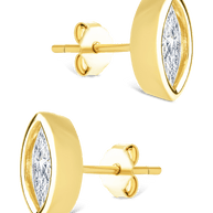Sterling Silver Marquise Cut Bezel Set Stud Earrings