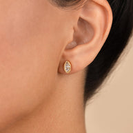 Sterling Silver Marquise Cut Bezel Set Stud Earrings