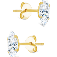 Sterling Silver Marquise Cut Prong Set Stud Earrings