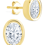 Sterling Silver Oval Cut Bezel Set Stud Earrings