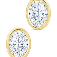 Sterling Silver Oval Cut Bezel Set Stud Earrings