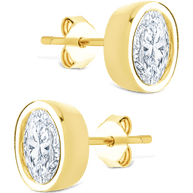 Sterling Silver Oval Cut Bezel Set Stud Earrings