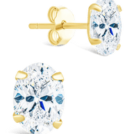 Sterling Silver Oval Cut Prong Set Stud Earrings