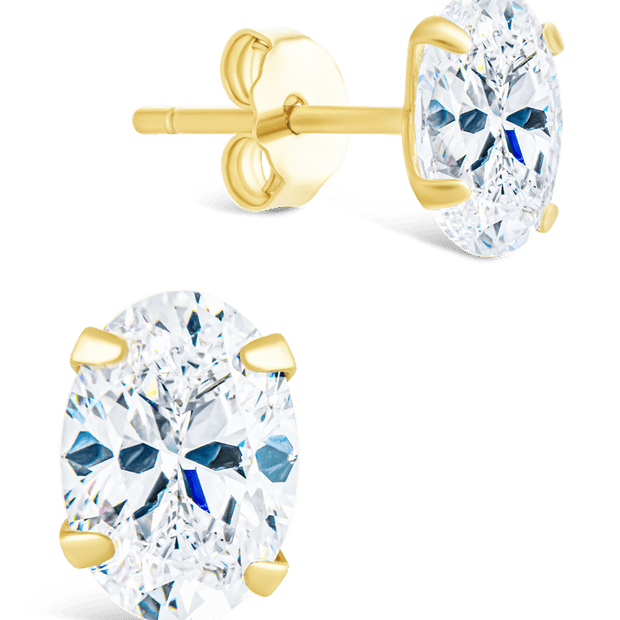 Sterling Silver Oval Cut Prong Set Stud Earrings