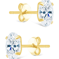 Sterling Silver Oval Cut Prong Set Stud Earrings