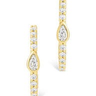 Sterling Silver Pear Cut Bezel Set Huggie Hoop Earrings
