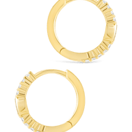 Sterling Silver Pear Cut Bezel Set Huggie Hoop Earrings