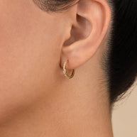 Sterling Silver Pear Cut Bezel Set Huggie Hoop Earrings