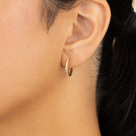 Sterling Silver Pear Cut Bezel Set Huggie Hoop Earrings