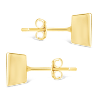 Sterling Silver Princess Cut Bezel Set Stud Earrings