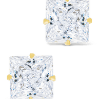 Sterling Silver Princess Cut Prong Set Stud Earrings
