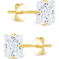 Sterling Silver Princess Cut Prong Set Stud Earrings