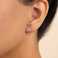 Sterling Silver Princess Cut Prong Set Stud Earrings