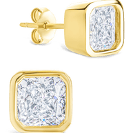 Sterling Silver Radiant Cut Bezel Set Stud Earrings