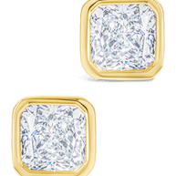 Sterling Silver Radiant Cut Bezel Set Stud Earrings