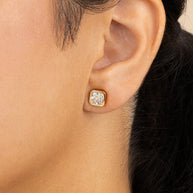 Sterling Silver Radiant Cut Bezel Set Stud Earrings