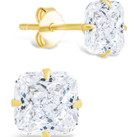 Sterling Silver Radiant Cut Prong Set Stud Earrings