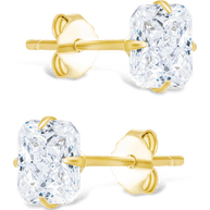 Sterling Silver Radiant Cut Prong Set Stud Earrings