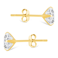 Sterling Silver Radiant Cut Prong Set Stud Earrings