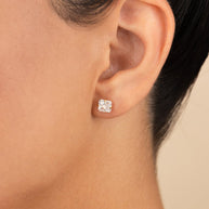 Sterling Silver Radiant Cut Prong Set Stud Earrings