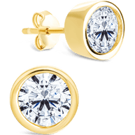 Sterling Silver Helene Round Cut Bezel Set Stud Earrings
