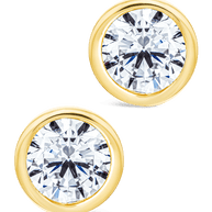 Sterling Silver Helene Round Cut Bezel Set Stud Earrings