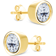 Sterling Silver Helene Round Cut Bezel Set Stud Earrings