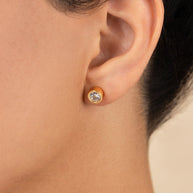 Sterling Silver Helene Round Cut Bezel Set Stud Earrings
