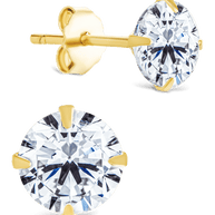 Sterling Silver Round Cut Prong Set Stud Earrings
