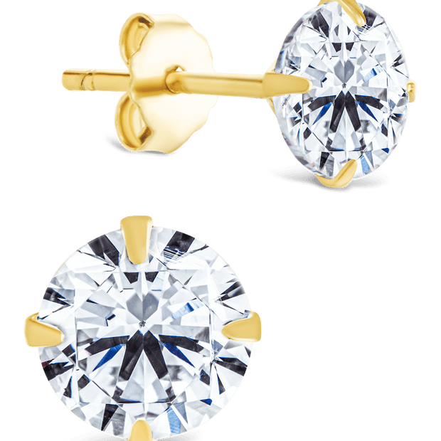 Sterling Silver Round Cut Prong Set Stud Earrings