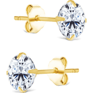 Sterling Silver Round Cut Prong Set Stud Earrings
