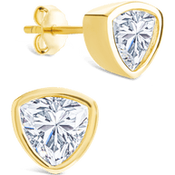 Sterling Silver Trillion Cut Bezel Set Stud Earrings