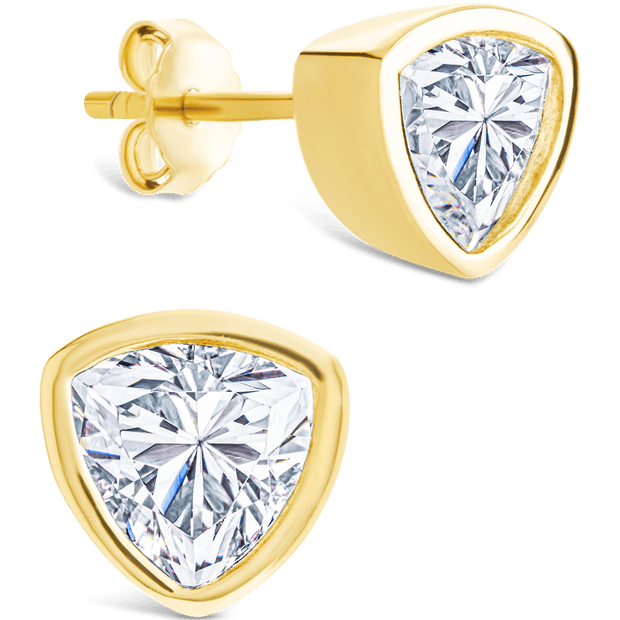Sterling Silver Trillion Cut Bezel Set Stud Earrings