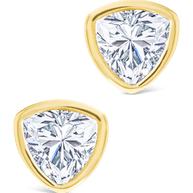 Sterling Silver Trillion Cut Bezel Set Stud Earrings