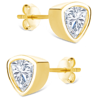 Sterling Silver Trillion Cut Bezel Set Stud Earrings
